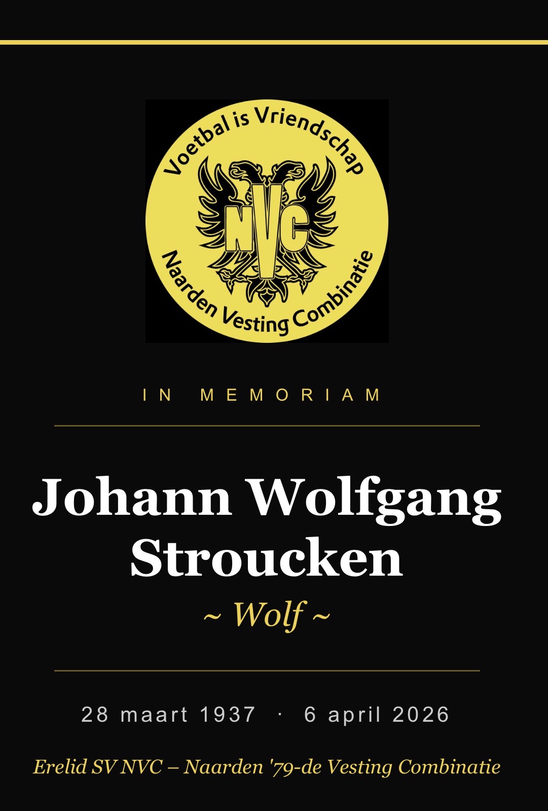 In memoriam Johann Wolfgang Stroucken - Wolf