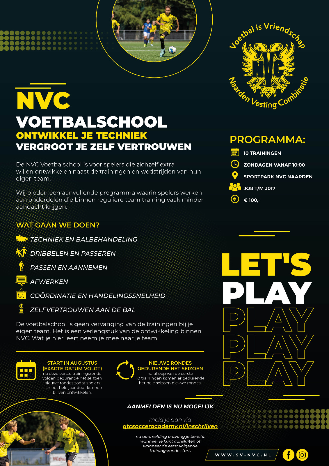 Nieuw: NVC Voetbalschool (zondag) in samenwerking met de QTC Academy