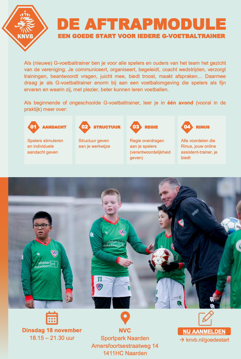 Aftrap-module G trainers gaat van start: 18 november!